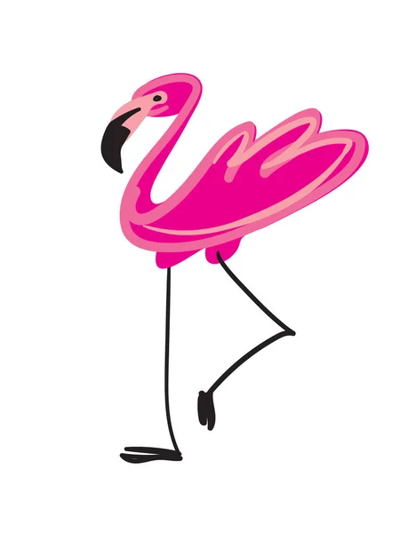 Иллюстрация Милого Карикатурного Фламинго Белом Фоне Использована Стикер Открыток Дню — стоковое фото
