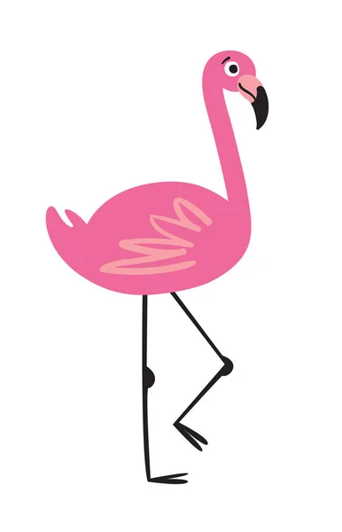 Illustration Söt Tecknad Flamingo Vit Bakgrund Kan Användas Som Klistermärke — Stockfoto