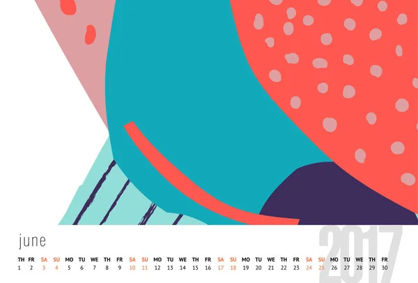 Kalender Für 2017 Monat Doodle Muster Die Woche Beginnt Sonntag — Stockfoto