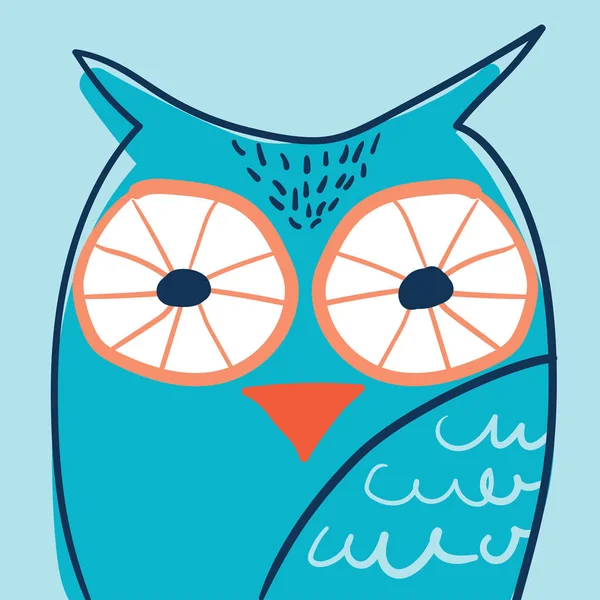 Owl Portrait Glasses Hand Drawn Scandinavian Style — Stock Photo, Image