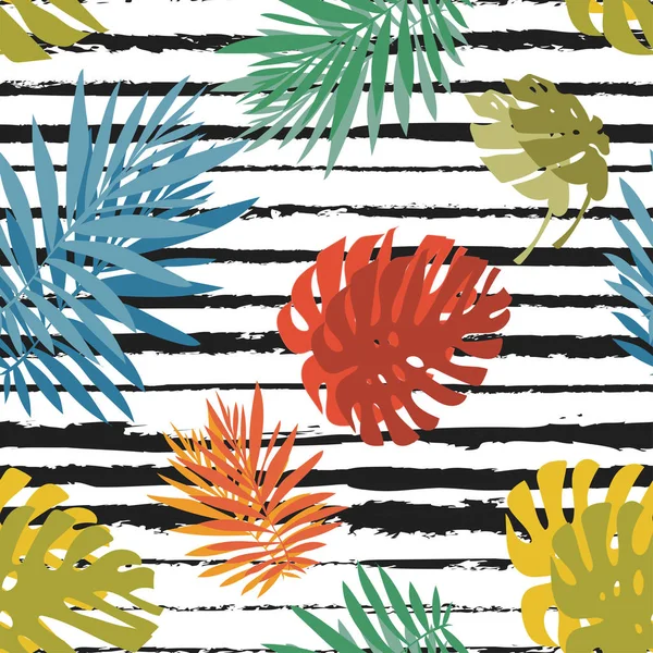 Fundo Floral Universal Criativo Estilo Tropical Texturas Desenhadas Mão Folhas — Fotografia de Stock