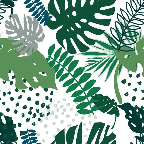 Grüner Smaragd Palme Und Tropische Blätter Auf Weißem Hintergrund Mit — Stockfoto