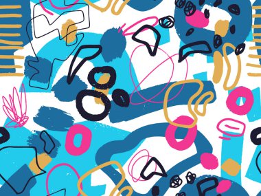 Parlak yaz pozitif renklerinde kusursuz soyut karalama arkaplan deseni.