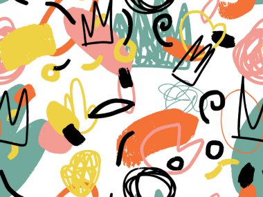 Rastgele düzenlenmiş noktalarla elle çizilmiş soyut desen 