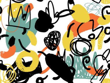 Rastgele düzenlenmiş noktalarla elle çizilmiş soyut desen 