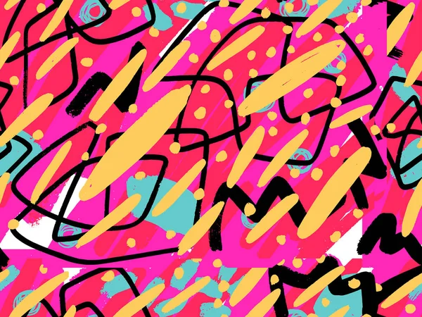 Płynny abstrakcyjny wzór tła doodle w jasnych letnich dodatnich kolorach. — Wektor stockowy
