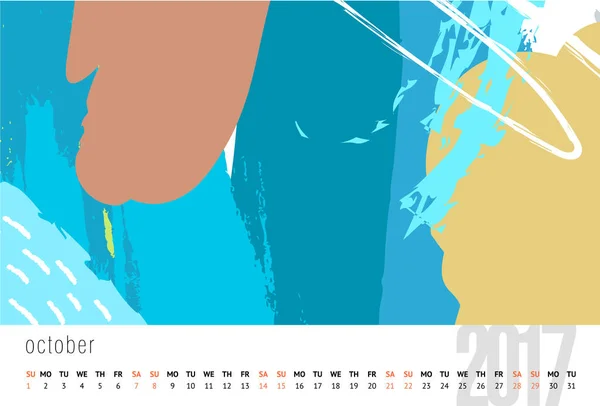 Календарь векторного шаблона 2017 года — стоковый вектор