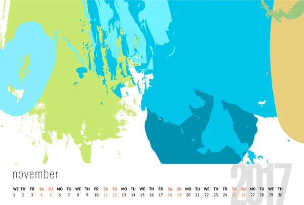Календарь векторного шаблона 2017 года — стоковый вектор