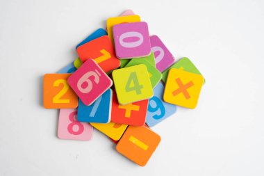 Matematik ve eğitim matematiğini öğrenmek için tahta blok küpleri.