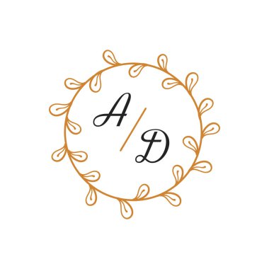 Düğün ya da logo şablonu için yaprakları olan çiçek taşıyıcısı