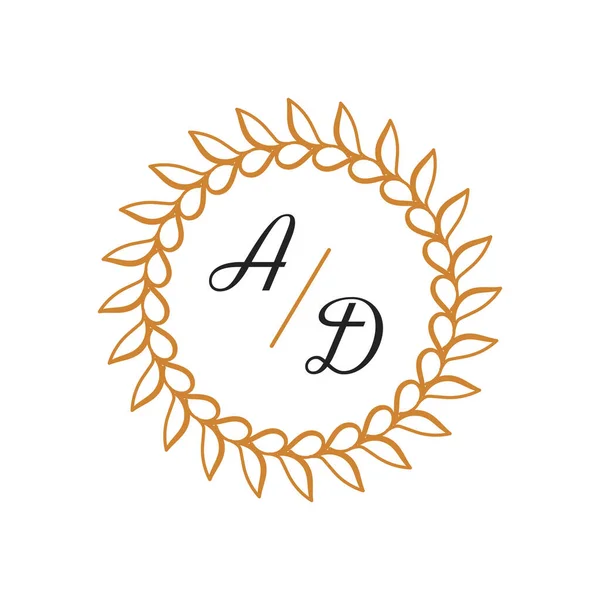 Düğün ya da logo şablonu için yaprakları olan çiçek taşıyıcısı