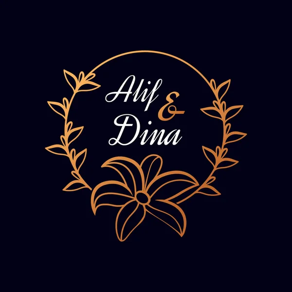 Düğün ya da logo şablonu için yaprakları olan çiçek taşıyıcısı