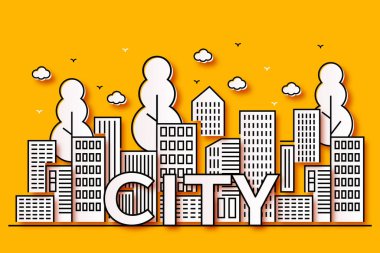 Güzel kağıt tarzlı şehir illüstrasyon tasarımı