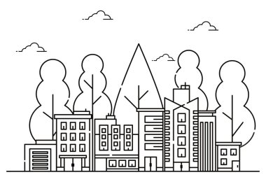 İnce çizgili şehir illüstrasyonu