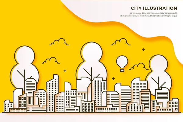 City Line Illustration Design Papierstil — Stockfoto