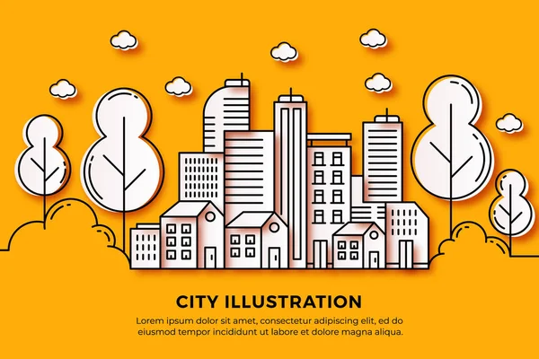 City Illustration Thin Line Style — Stock Photo, Image
