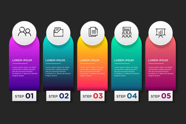 Bunte Vorlage Infografik Geschäft Mit Schritten Oder Optionen — Stockfoto