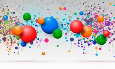 Renkli ağ iletişim arka plan gri daireler ile