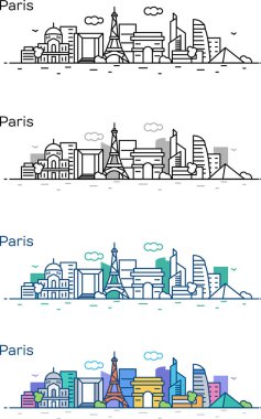 farklı panoramik Paris binalarının ve gökdelenlerin ile