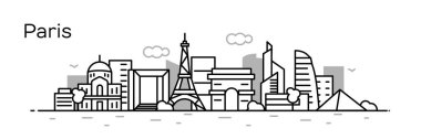 siyah ve beyaz panoramik Paris binalarının ve gökdelenlerin ile