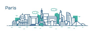 yeşil panoramik Paris Eyfel Kulesi ve binalar ile