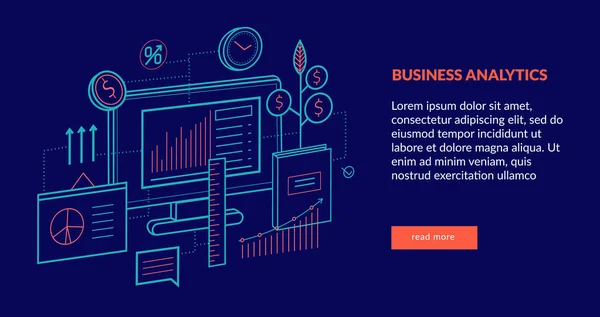 Концепция Бизнес Аналитики Веб Страницы Баннера Презентации — стоковый вектор