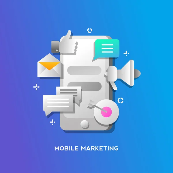 Mobile Marketing Concept Dla Strony Sieci Web Banerów Prezentacji — Wektor stockowy