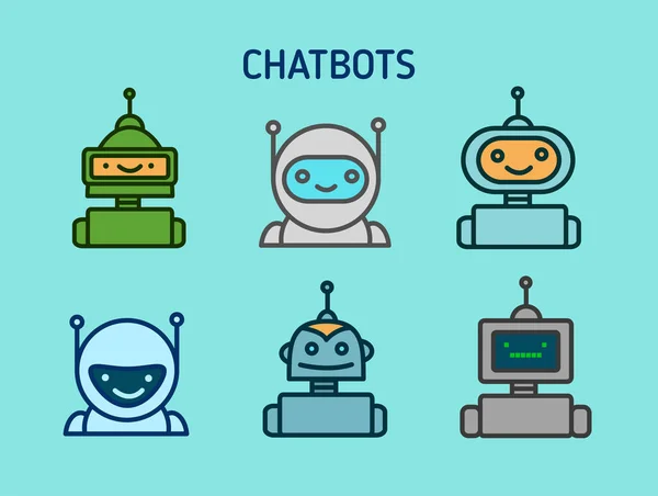yeşil izole renkli chatbots simgeler