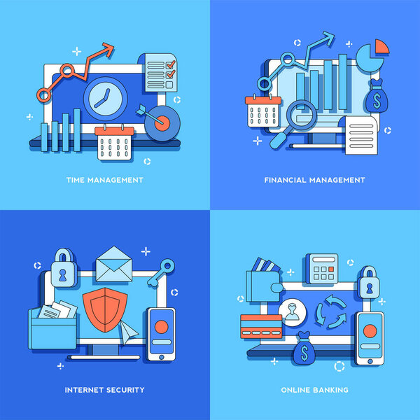 Тайм-менеджмент, финансовый менеджмент, интернет-безопасность, онлайн-банкинг, веб-страница, баннер, презентация
