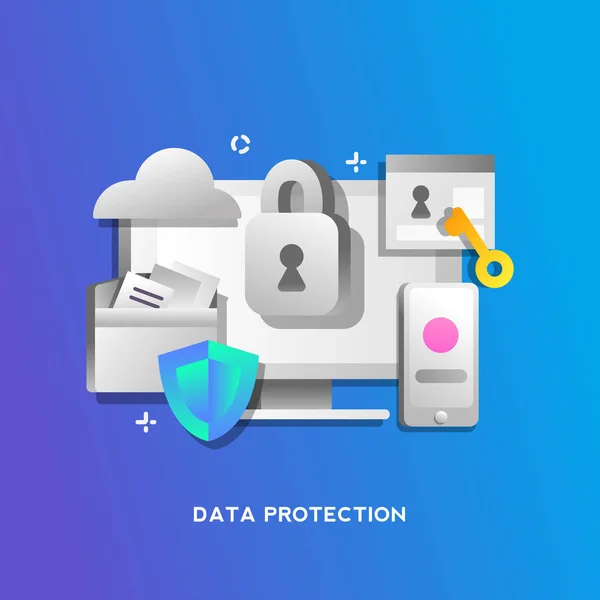 Концепция Защиты Данных Веб Страницы Баннера Презентации — стоковый вектор