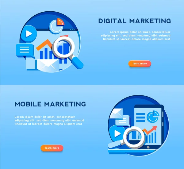Digital Marketing Mobile Marketing Concept Dla Strony Sieci Web Banerów — Wektor stockowy