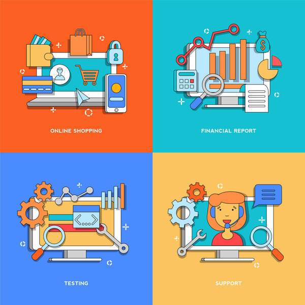 Финансовый отчет, онлайн-покупки, поддержка веб-страницы, баннер, презентация
