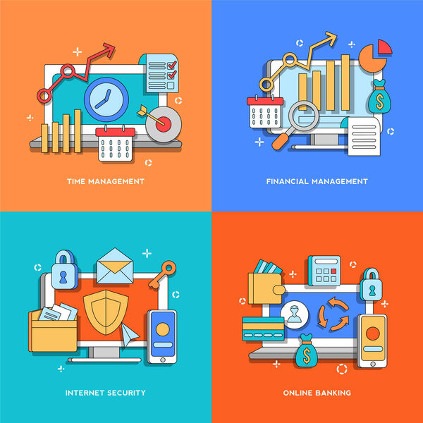 Тайм-менеджмент, финансовый менеджмент, интернет-безопасность, онлайн-банкинг, веб-страница, баннер, презентация
