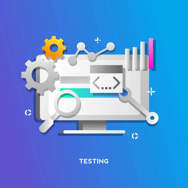 Концепция Тестирования Веб Страницы Баннера Презентации — стоковый вектор