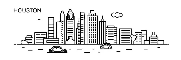 Houston Panorama Města Styl Vodorovných Linií Pro Banner Prezentaci Karty — Stockový vektor