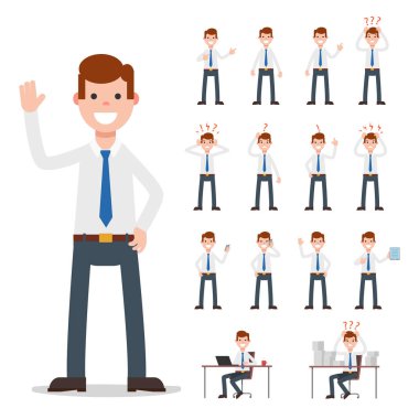 İş adamı karakter tasarımı seti. Vektör tasarımı.