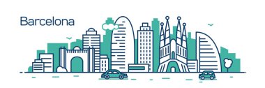 Barcelona City. Vektör çizim