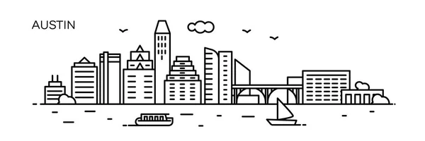Austin Panorama City Styl Vodorovných Linií Pro Banner Prezentaci Karty — Stockový vektor