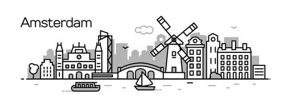 Město Amsterdam Vektorové Ilustrace — Stockový vektor