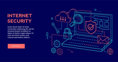 Web sayfası, afiş, tanıtım için Internet güvenlik kavramı. Vektör çizim