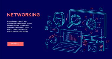 Web sayfası, afiş, tanıtım için ağ kavramı. Vektör çizim