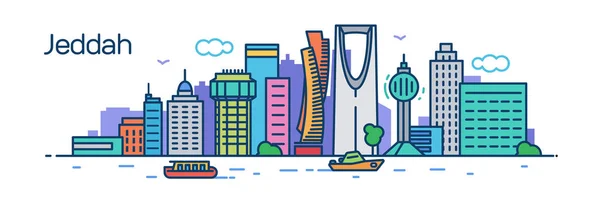 Ciudad Jeddah Ilustración Vectorial — Vector de stock