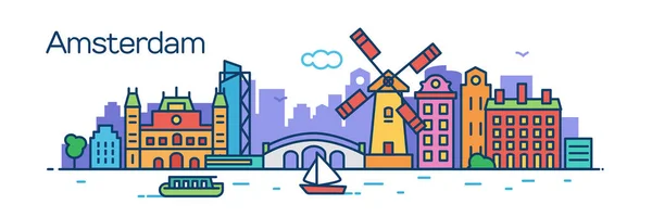 Amsterdam City Ilustración Vectorial — Vector de stock