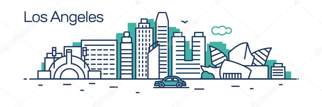 Los Angeles city.For banner, web page, cards, presentation. Vector illustration