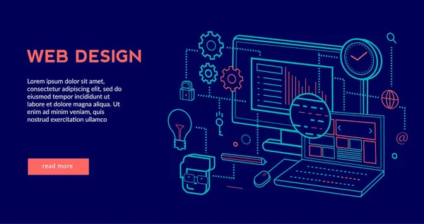 Conceito Web Design Para Página Web Banner Apresentação Ilustração Vetorial — Vetor de Stock