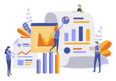 işçiler ve infographics, vektör çizim çizelgeleri ile