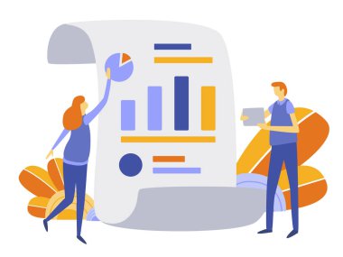işçiler ve infographics, vektör çizim çizelgeleri ile