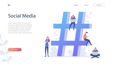 Vektör çizim, düz stil, Haberler, sosyal ağlar, sohbet, diyalog konuşma balonları, sosyal medya, iletişim, insanlar sohbet online, mobil pazarlama, smm, bloglama, medya planlama