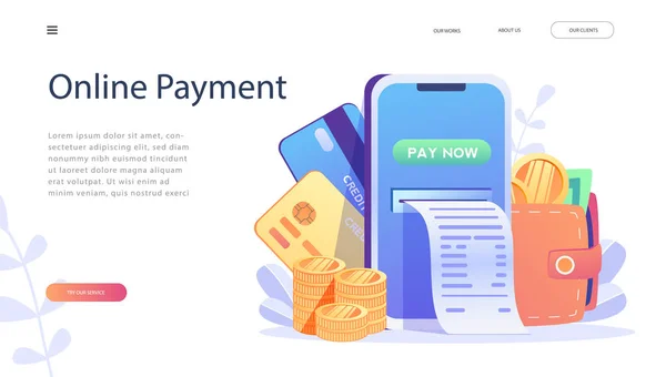 Концепция Онлайн Платежей Удобные Платежи Персонажами Easy Edit Customize Money — стоковый вектор