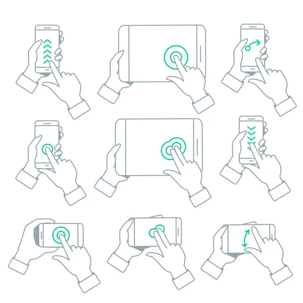 Symbole Für Berührungsgesten Touchscreen Handsymbole Lineare Vektordarstellung Isoliert Auf Weißem Vektorgrafiken